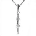 Cubic Zirconia Cz .50 TCW Round 3 Stone Channel Drop Pendant