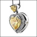 Cubic Zirconia Cz 7 Ct Heart Canary Bail Pendant