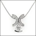 Cubic Zirconia Cz .75 Trillion in Channel Ct Pave Slide Pendant