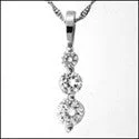 Cubic Zirconia Cz .85 TCW 3 Round Drop Pendant