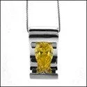 Cubic Zirconia Cz Canary Pear 3 Ct Pendant Pendant