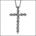 Cubic Zirconia Cz Cross .75 TCW Round Stone Share Prong Pendant