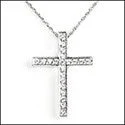 Cubic Zirconia Cz Cross Pave .42 Ct Round Pendant