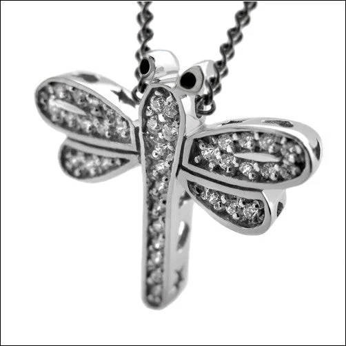 Cubic Zirconia Cz Dragonfly Charm set Pave Pendant