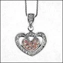 Cubic Zirconia Cz Heart Pink Pave Pendant