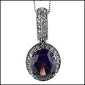 Cubic Zirconia Cz Oval Amethyst Pendant