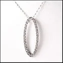 Cubic Zirconia Cz Oval Shaped Halo Pendant