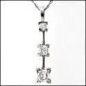 Cubic Zirconia Cz Round 3 Stone .70 TCW Pendant