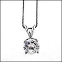 Cubic Zirconia Cz Solitaire 1 Ct Round Pendant