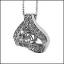 Cubic Zirconia Cz Triangle Shaped Set Round Pendant