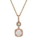 Cushion Cut Cubic Zirconia Rose Gold Pendant