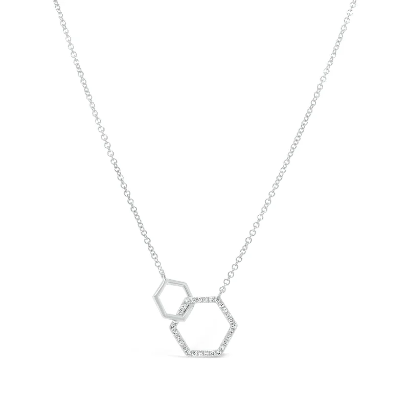 Diamond Double Hexagon Pendant Necklace