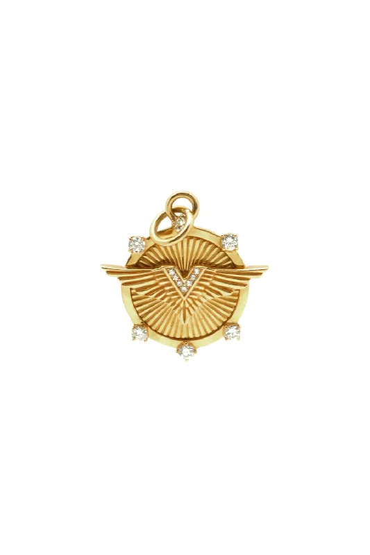 Baby Medallion Live Passionately 18K Gold Pendant w. Diamond