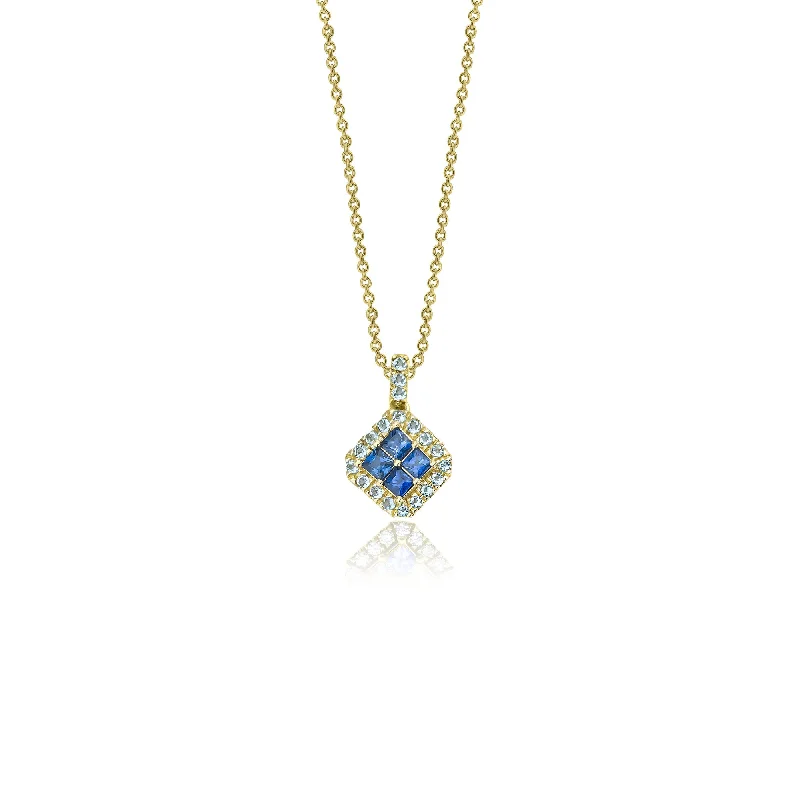 Fortuna Azul 18K Gold Necklace w. Aquamarines & Sapphires