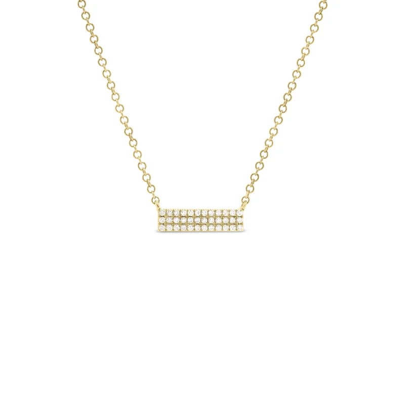 Gold Pave Mini Diamond Bar Necklace