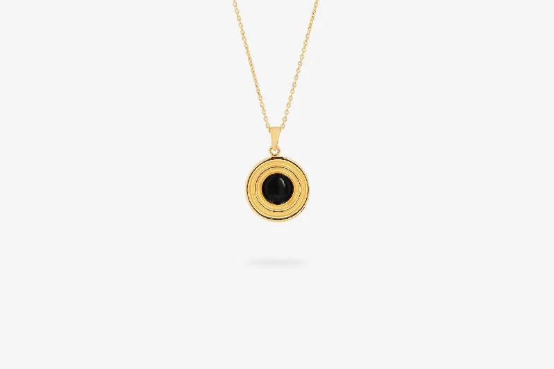 IX Anker 22K Gold Plated Pendant w. Onyx