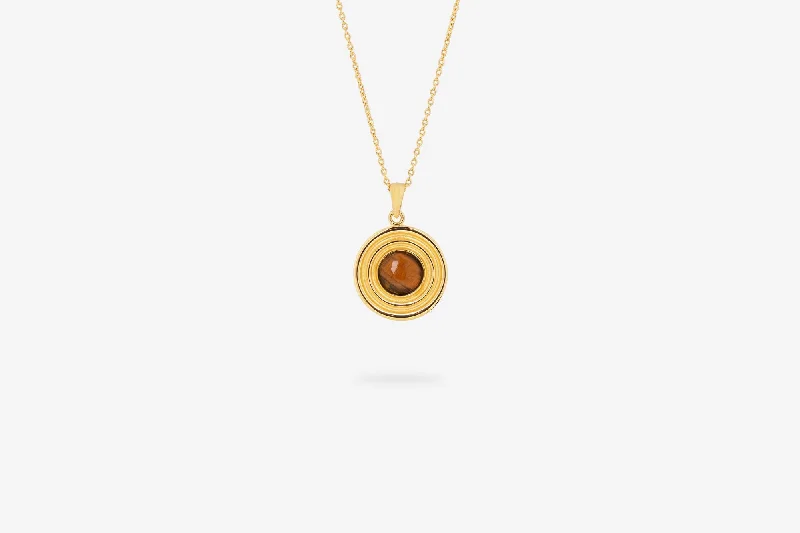 IX Anker 22K Gold Plated Pendant w. Tiger Eye