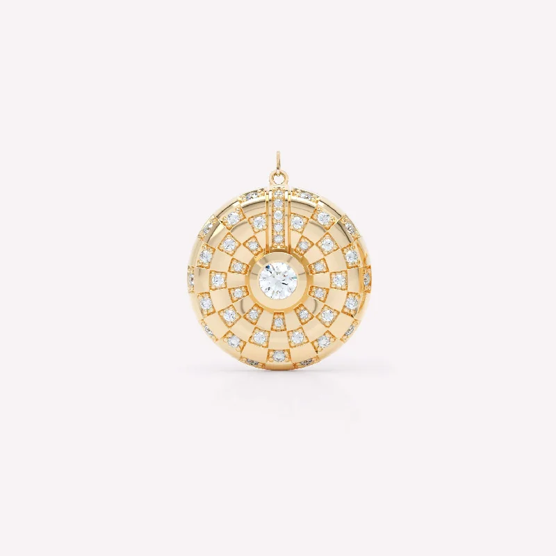 Toi et Moi Checkerboard 18K Gold Pendant w. Lab-Grown Diamonds