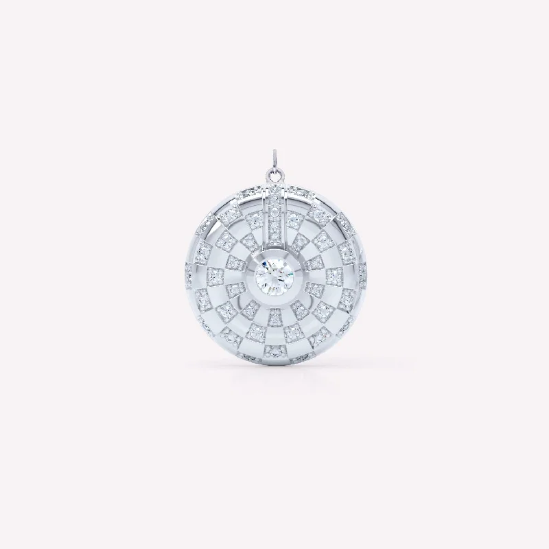 Toi et Moi Checkerboard 18K Whitegold Pendant w. Lab-Grown Diamonds