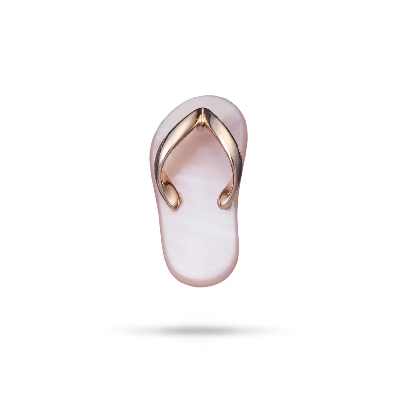 Pink Mother of Pearl Slipper Pendant in Rose Gold