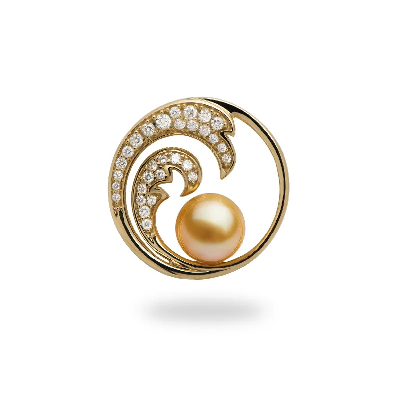 Nalu South Sea Gold Pearl Pendant in Gold with Diamonds - 24mm