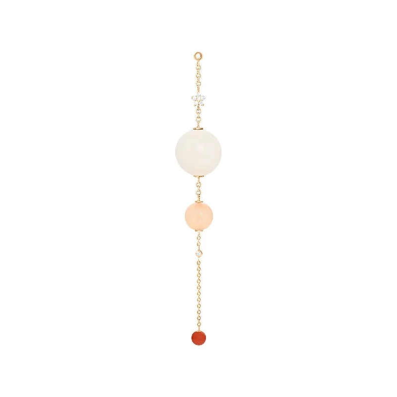 Shooting Stars 18K Gold Earring-pendant w. Diamonds, Moonstone & Coral