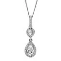 Pendant Pear Cut Cubic Zirconia in Halos 14K White gold