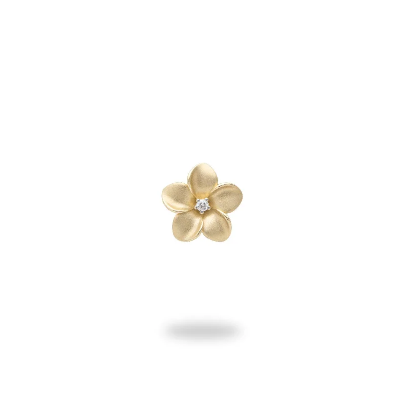 Plumeria Pendant in Gold with Diamond - 9mm