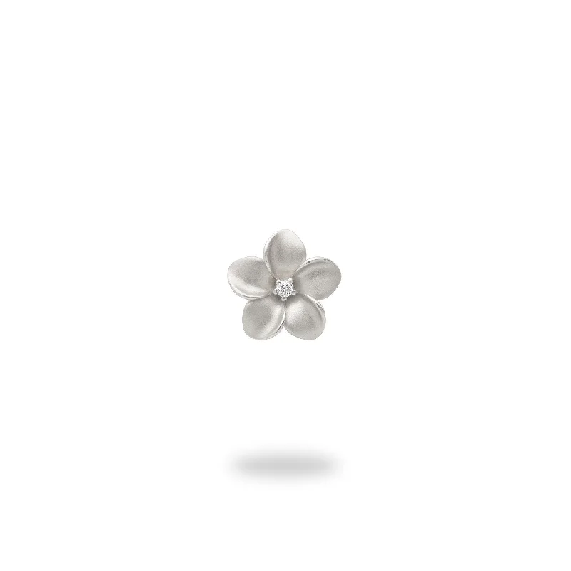 Plumeria Pendant in White Gold with Diamond - 9mm