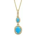 Turquoise in Halo Drop Pendant in 14K Yellow Gold