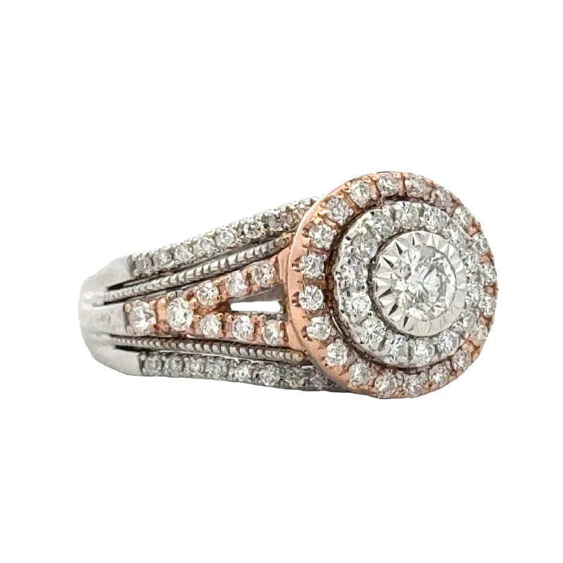 14K White and Rose Gold Diamond Ring