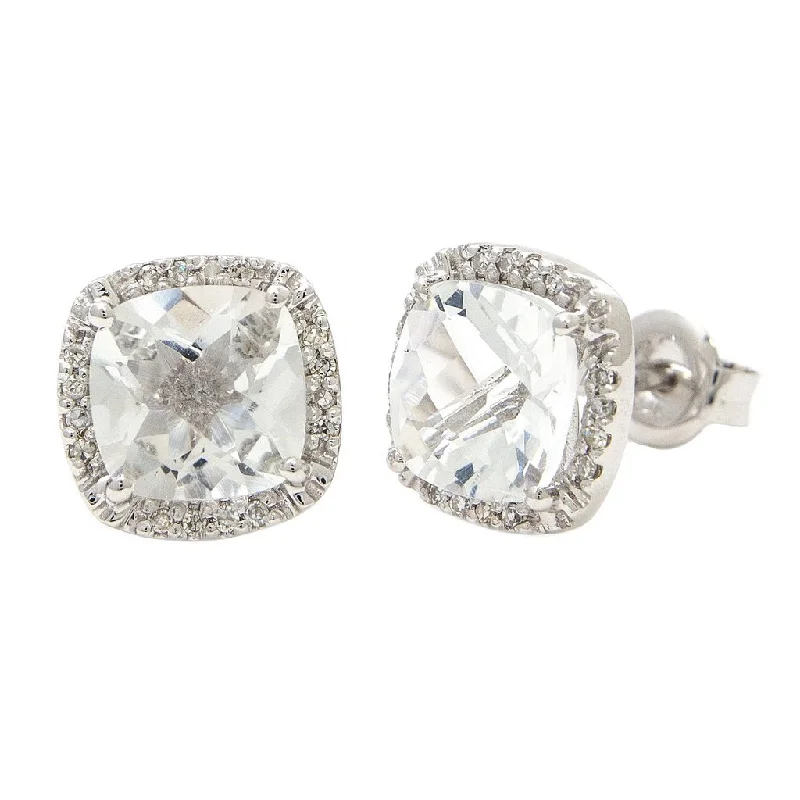 14k White Diamond & White Topaz Earrings