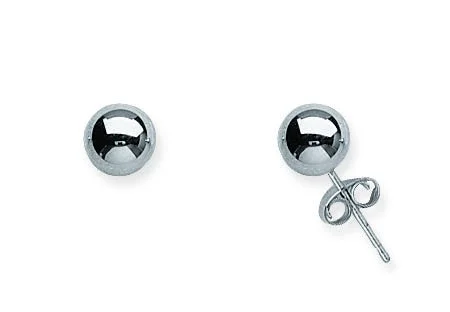 14K White Gold 6mm Ball Stud Earrings