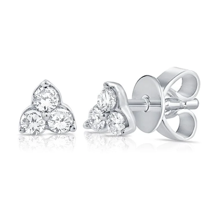 14K White Gold Diamond Trio Stud Earrings