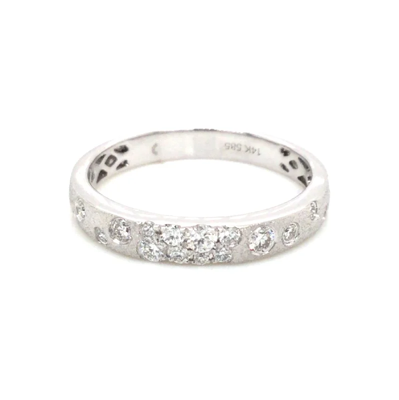 14K White Natural Diamond Ring Size 6.5