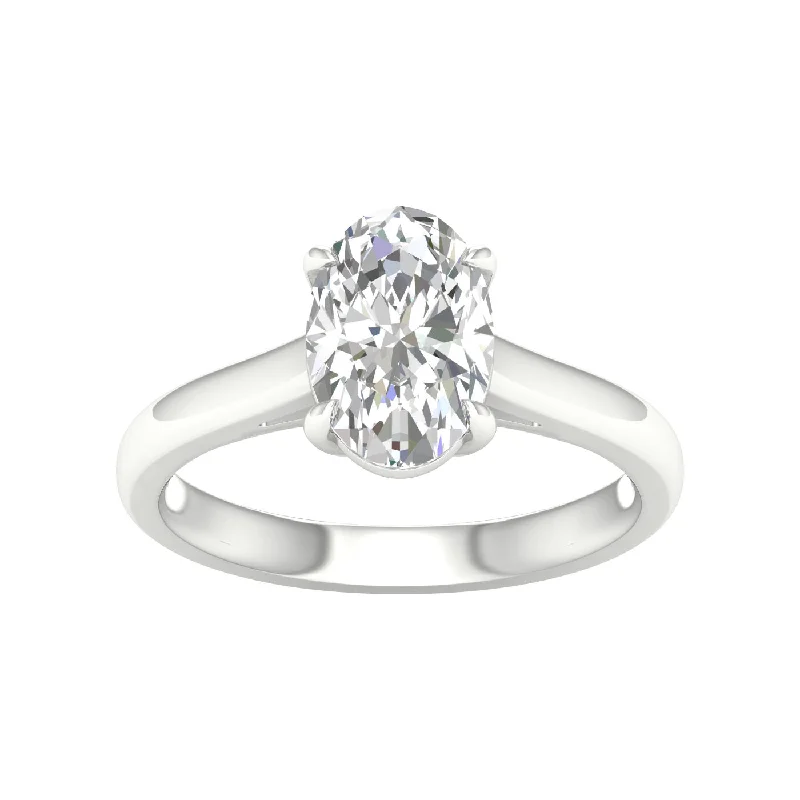 14K White Oval Lab Grown Diamond Solitaire Engagement Ring