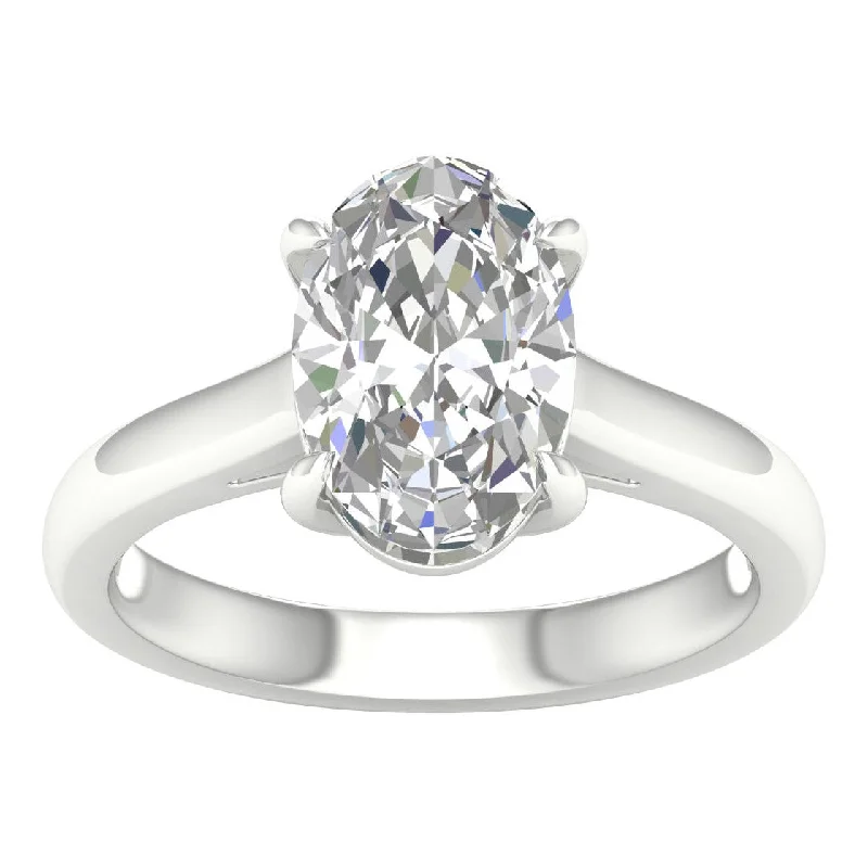 14K White Oval Lab Grown Diamond Solitaire Engagement Ring