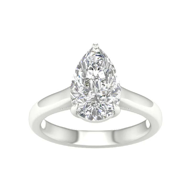 14K White Pear Lab Grown Diamond Solitaire Engagement Ring