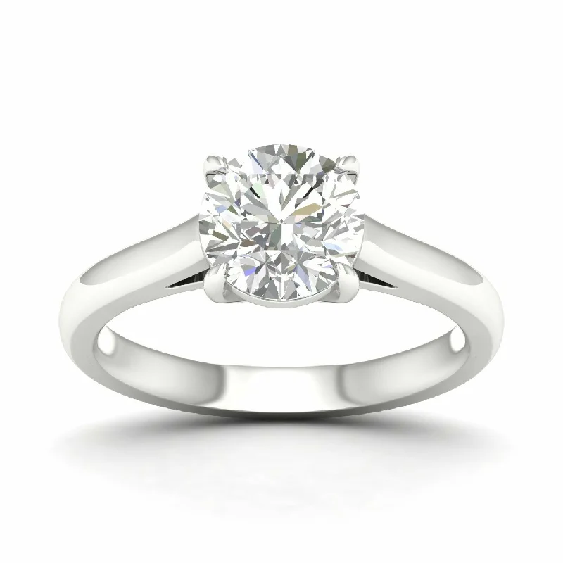 14K White Round Brilliant Cut Lab Grown Diamond Solitaire Engagement Ring