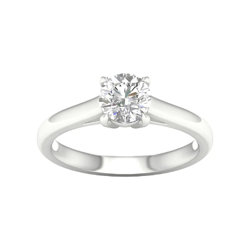 14K White Round Brilliant Cut Lab Grown Diamond Solitaire Engagement Ring