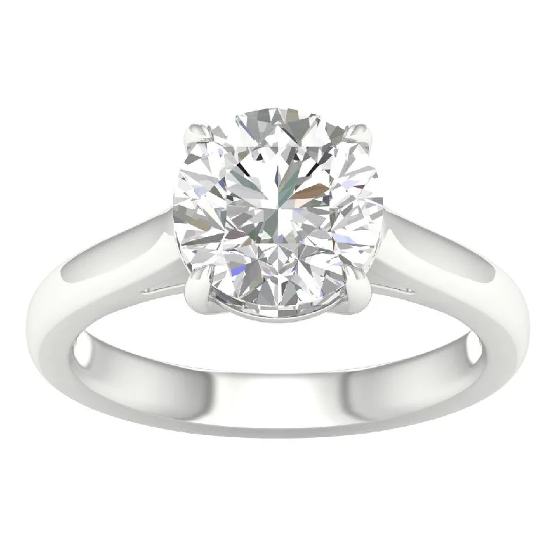 14K White Round Brilliant Cut Lab Grown Diamond Solitaire Engagement Ring