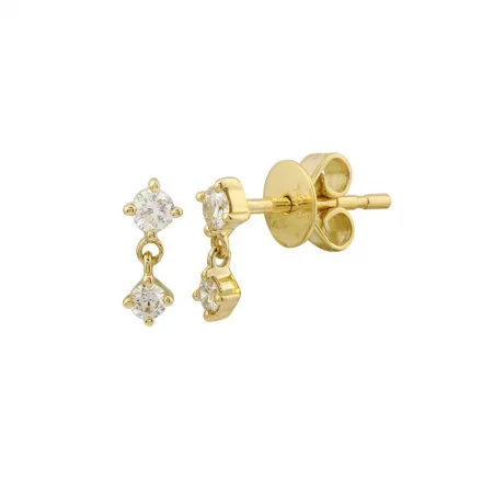 14k Yellow Gold Diamond Dangle Earrings