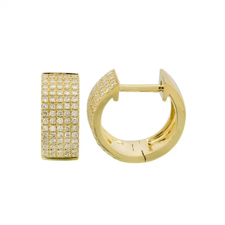 14k Yellow Gold Diamond Huggie Earrings