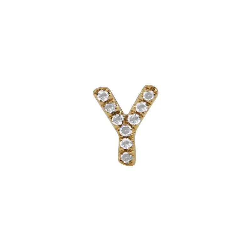 14K Yellow Gold Diamond Initial Earring Stud (1)