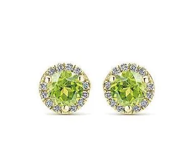 14K Yellow Gold Diamond + Lemon Quartz Stud Earrings