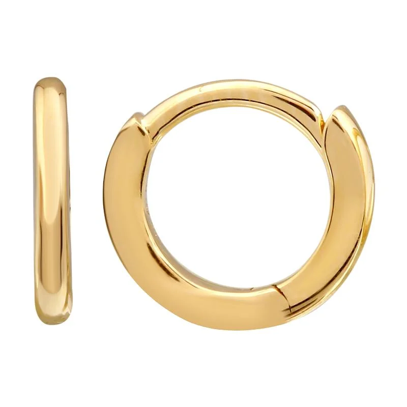 14k Yellow Gold Eternity Mini Round Huggie Earrings