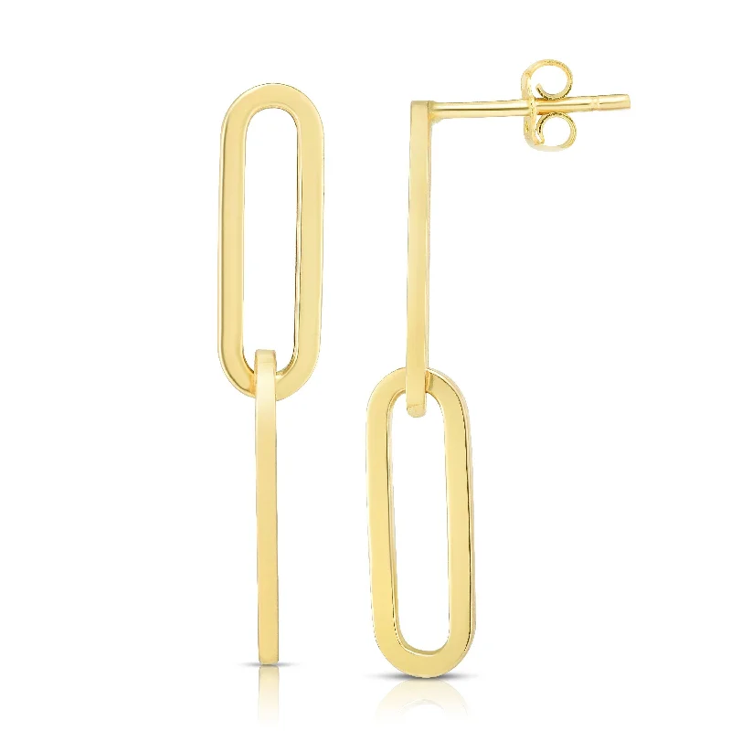 14k Yellow Gold Oval Paper Clip Earrings