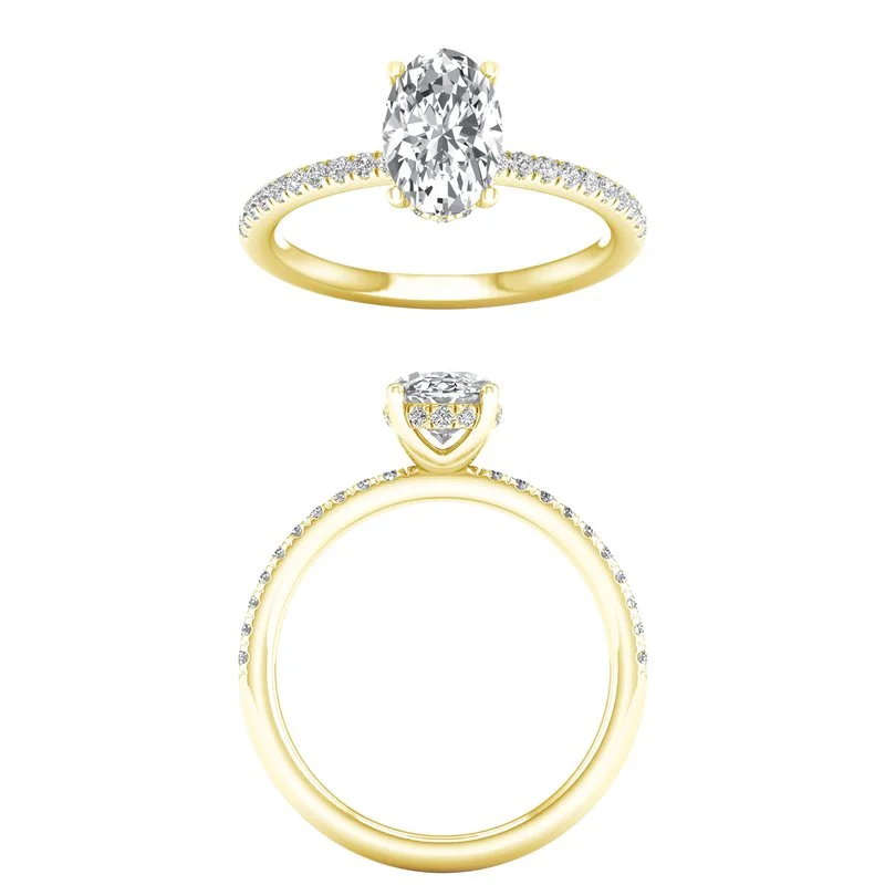 14K Yellow Oval Lab Grown Diamond Solitaire Engagement Ring