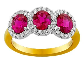 18K Yellow & White Ruby and Natural Diamond Ring Size 6.5