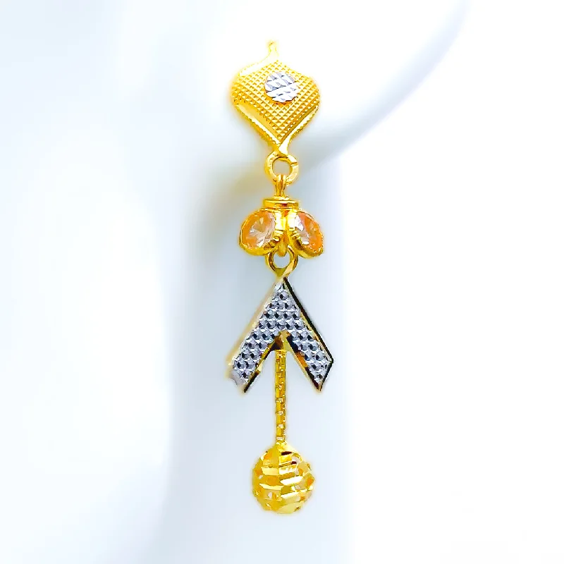 Geometric Dangling 22k Gold Earrings